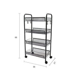 SOGA 2X 4 Tier Steel Black Bee Mesh Kitchen Cart Multi-Functional Shelves Portable Storage Organizer KITCHENXY037X2