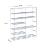 SOGA 2X 12-Shelf Tier Shoe Storage Shelf Space-Saving Caddy Rack Organiser with Side Hooks White RACK0002X2