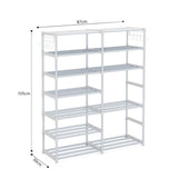 SOGA 2X 12-Shelf Tier Shoe Storage Shelf Space-Saving Caddy Rack Organiser with Side Hooks White RACK0002X2