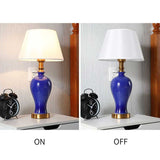 SOGA Blue Ceramic Oval Table Lamp with Gold Metal Base TABLELAMP120BLUE