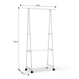 SOGA 2-in-1 Organiser Clothes Shoe Rack Space-Saving Triangular Storage with Wheels White RACK0013