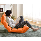 SOGA 4X Foldable Tatami Floor Sofa Bed Meditation Lounge Chair Recliner Lazy Couch Orange LOUNGELEATHERORANGEX4