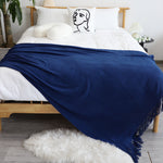 SOGA Royal Blue Acrylic Knitted Throw Blanket Solid Fringed Warm Cozy Woven Cover Couch Bed Sofa BLANKET909