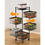 SOGA 5 Tier Steel Square Rotating Kitchen Cart Multi-Functional Shelves Portable Storage Organizer KITCHENXY021