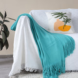 SOGA 2X Teal Acrylic Knitted Throw Blanket Solid Fringed Warm Cozy Woven Cover Couch Bed Sofa Home BLANKET908X2