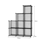 SOGA 2X Black Portable 9-Cube 3 Column Storage Organiser Foldable DIY Modular Grid Space Saving NETBOX3011X2