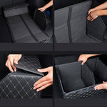 SOGA 4X Leather Car Boot Collapsible Foldable Trunk Cargo Organizer Portable Storage Box Black/Gold STORAGEBLKGLDMEDX4