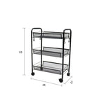 SOGA 3 Tier Steel Black Bee Mesh Kitchen Cart Multi-Functional Shelves Portable Storage Organizer KITCHENXY036