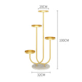 SOGA U Shaped Plant Stand Round Flower Pot Tray Living Room Balcony Display Gold Metal Decorative FPOTH101