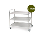 SOGA 2X 3 Tier 81x46x85cm Stainless Steel Kitchen Dinning Food Cart Trolley Utility Round Small FOODCART1102X2