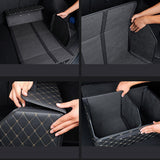 SOGA 4X Leather Car Boot Collapsible Foldable Trunk Cargo Organizer Portable Storage Box Black/Gold STORAGEBLKGLDSMLX4