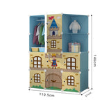 SOGA 10 Cubes Blue Castle Print Portable Wardrobe Divide-Grid Modular Storage Organiser Foldable WROBE3528