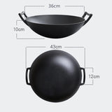 SOGA 36CM Commercial Cast Iron Wok FryPan with Wooden Lid Fry Pan ZPAIB1