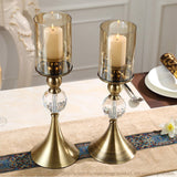 SOGA 43cm Glass Candle Holder Candle Stand Glass/Metal CANDLESTICKBLARGE