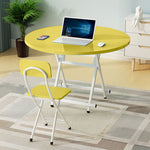 SOGA Yellow Dining Table Portable Round Surface Space Saving Folding Desk Home Decor TABLERD725