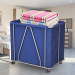 SOGA Stainless Steel Commercial Large Soiled Linen Laundry Trolley Cart with Wheels Blue SOGA057B