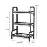 SOGA 3 Tier 62cm Steel Black Kitchen Countertop Drying Rack Plate Cutlery Cutting Board Holder KITCHENXY049AA