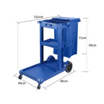 SOGA 2X 3 Tier Multifunction Janitor Cleaning Waste Cart Trolley and Waterproof Bag with Lid Blue FOODCART033GBLUEX2