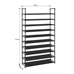 SOGA 2X 10 Tier Shoe Storage Shelf Space-Saving Caddy Rack Organiser with Handle RACK0008X2