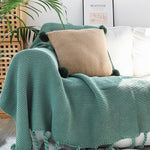 SOGA Green Tassel Fringe Knitting Blanket Warm Cozy Woven Cover Couch Bed Sofa Home Decor BLANKET928