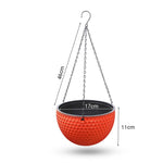 SOGA 2X Red Small Hanging Resin Flower Pot Self Watering Basket Planter Outdoor Garden Decor HANGPOT11REDX2