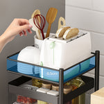 SOGA 2 Tier Steel Square Rotating Kitchen Cart Multi-Functional Shelves Portable Storage Organizer KITCHENXY018