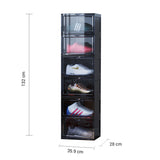 SOGA 2X 6 Tier Black Portable Shoe Organiser Sneaker Footwear Folding Plastic Bin Stackable Storage SHOEA8006BLKX2