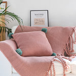 SOGA 2X Pink Tassel Fringe Knitting Blanket Warm Cozy Woven Cover Couch Bed Sofa Home Decor BLANKET930X2