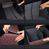 SOGA 4X Leather Car Boot Collapsible Foldable Trunk Cargo Organizer Portable Storage Box Coffee/Gold STORAGECOFGLDMEDX4