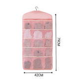 SOGA 2X Pink Double Sided Hanging Storage Bag Underwear Bra Socks Mesh Pocket Hanger Home Organiser SBOX26PNKX2
