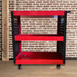 SOGA 3 Tier Tool Storage Cart Portable Service Utility Heavy Duty Mobile Trolley with Hooks Red TOOLCART609