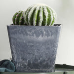 SOGA 2X 27cm Weathered Grey Square Resin Plant Flower Pot in Cement Pattern Planter Cachepot for FPOTH2765X2