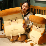 SOGA Smiley Face Toast Bread Wedge Cushion Stuffed Plush Cartoon Back Support Pillow Home Decor SCUSHION023