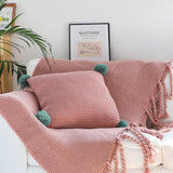 SOGA Pink Tassel Fringe Knitting Blanket Warm Cozy Woven Cover Couch Bed Sofa Home Decor BLANKET930