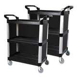 SOGA 2X 3 Tier Covered Food Trolley Food Waste Cart Storage Mechanic Kitchen Black FOODCART1515X2