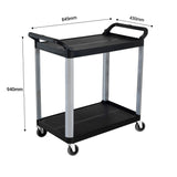 SOGA 2X 2 Tier Food Trolley Portable Kitchen Cart Multifunctional Big Utility Service with wheels FOODCART1521X2