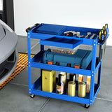 SOGA 3 Tier Tool Storage Cart Portable Service Utility Heavy Duty Mobile Trolley Blue TOOLCART601