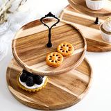 SOGA 2X 15cm 2 Tier Brown Round Wooden Acacia Dessert Tray Cake Snacks Cupcake Stand Buffet Serving WODC237X2