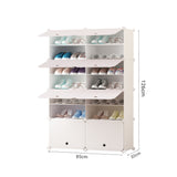 SOGA 7 Tier 2 Column White Shoe Rack Organizer Sneaker Footwear Storage Stackable Stand Cabinet SHOEBOX95