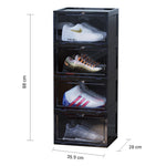 SOGA 2X 4 Tier Black Portable Shoe Organiser Sneaker Footwear Folding Plastic Bin Stackable Storage SHOEA8004BLKX2