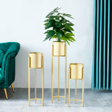 SOGA 75cm Gold Metal Plant Stand with Flower Pot Holder Corner Shelving Rack Indoor Display FPOTH75GLD