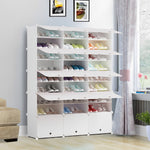 SOGA 9 Tier 3 Column White Shoe Rack Organizer Sneaker Footwear Storage Stackable Stand Cabinet SHOEBOX99