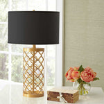 SOGA Golden Hollowed Out Base Table Lamp with Dark Shade TABLELAMPA65