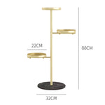 SOGA 3 Tier Gold Round Plant Stand Flowerpot Tray Display Living Room Balcony Metal Decorative Shelf FPOTH103