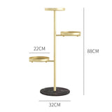 SOGA 3 Tier Gold Round Plant Stand Flowerpot Tray Display Living Room Balcony Metal Decorative Shelf FPOTH103