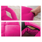 SOGA Foldable Lounge Cushion Adjustable Floor Lazy Recliner Chair with Armrest Pink LOUNGEKIDPINK