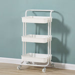 SOGA 3 Tier Steel White Movable Kitchen Cart Multi-Functional Shelves Portable Storage Organizer KITCHENXY005