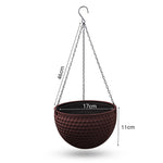 SOGA 2X Coffee Small Hanging Resin Flower Pot Self Watering Basket Planter Outdoor Garden Decor HANGPOT11COFX2