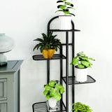 SOGA 7 Tier 8 Pots Black Metal Plant Stand Flowerpot Display Shelf Rack Indoor Home Office Decor FPOTH05