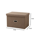 SOGA 2X Coffee Small Foldable Canvas Storage Box Cube Clothes Basket Organiser Home Decorative Box SBOX009X2